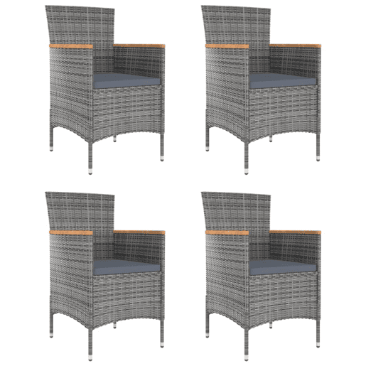 Cadeiras de jantar para jardim - Cadeiras de exterior 4 pcs vime PE cinzento