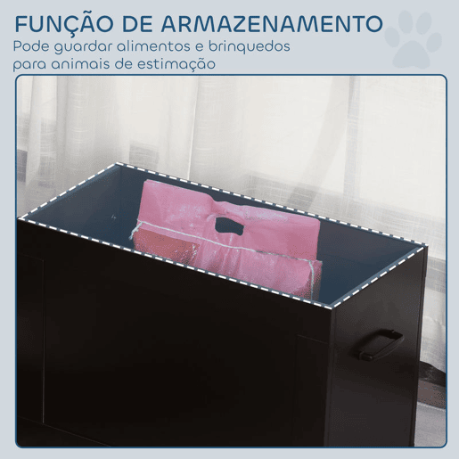 PawHut Comedouro Elevado para Cães Comedouro para Cães com 2 Tigelas de Aço Inoxidável e Espaço de Armazenamento Oculto 60x30x41 cm Castanho Escuro