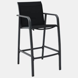Cadeiras de bar para jardim - Cadeira de exterior 4 pcs textilene preto