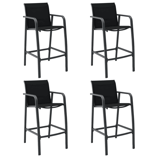 Cadeiras de bar para jardim - Cadeira de exterior 4 pcs textilene preto