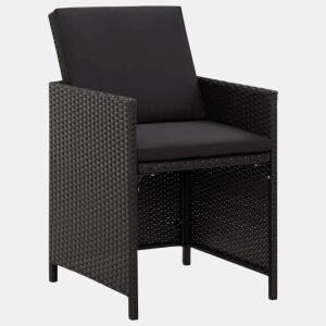 Cadeiras de jardim - Cadeiras de exterior com almofadões 4 pcs vime PE preto