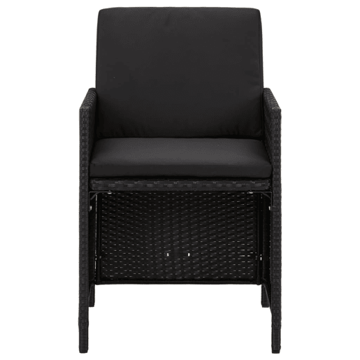 Cadeiras de jardim - Cadeiras de exterior com almofadões 4 pcs vime PE preto