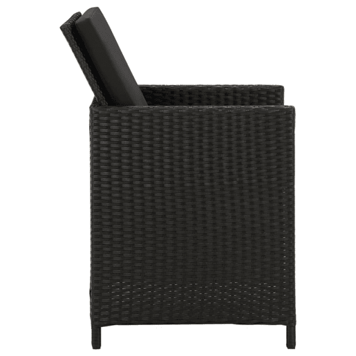 Cadeiras de jardim - Cadeiras de exterior com almofadões 4 pcs vime PE preto