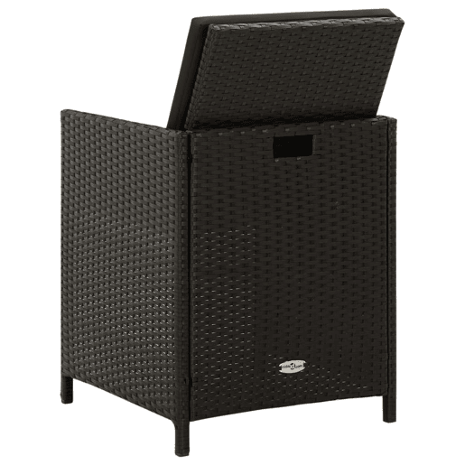 Cadeiras de jardim - Cadeiras de exterior com almofadões 4 pcs vime PE preto
