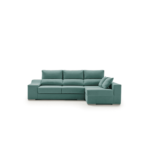 Chaise longue Amethyst com pufes e espaço de armazenamento 225 Turquesa Direito