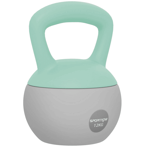 SPORTNOW Kettlebell de 12 kg Pesa Russa Preenchida de Areia Metálica e Alça Antiderrapante para Treino de Musculação em Casa Ginásio Ø21x30 cm Cinzento