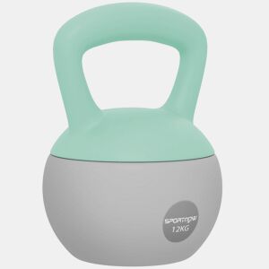 SPORTNOW Kettlebell de 12 kg Pesa Russa Preenchida de Areia Metálica e Alça Antiderrapante para Treino de Musculação em Casa Ginásio Ø21x30 cm Cinzento