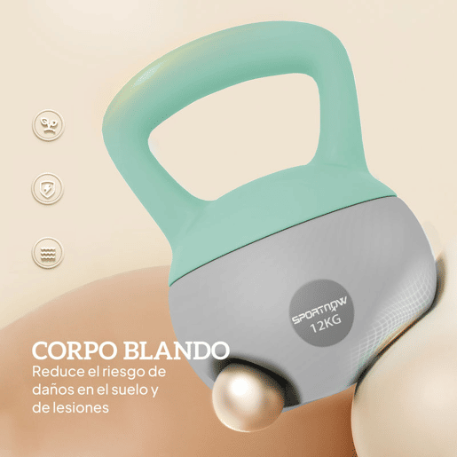 SPORTNOW Kettlebell de 12 kg Pesa Russa Preenchida de Areia Metálica e Alça Antiderrapante para Treino de Musculação em Casa Ginásio Ø21x30 cm Cinzento
