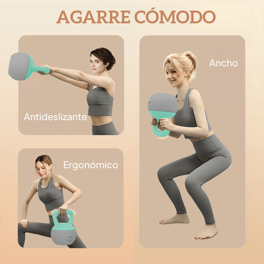 SPORTNOW Kettlebell de 12 kg Pesa Russa Preenchida de Areia Metálica e Alça Antiderrapante para Treino de Musculação em Casa Ginásio Ø21x30 cm Cinzento