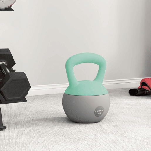 SPORTNOW Kettlebell de 12 kg Pesa Russa Preenchida de Areia Metálica e Alça Antiderrapante para Treino de Musculação em Casa Ginásio Ø21x30 cm Cinzento