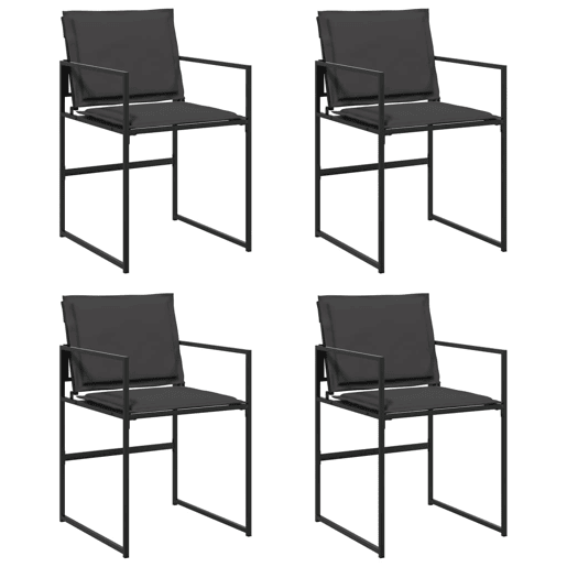 Cadeiras de jardim - Cadeiras de exterior c almofadões 4 pcs aço e textilene preto