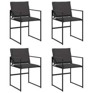 Cadeiras de jardim - Cadeiras de exterior c almofadões 4 pcs aço e textilene preto