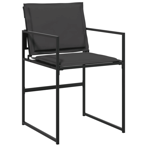 Cadeiras de jardim - Cadeiras de exterior c almofadões 4 pcs aço e textilene preto