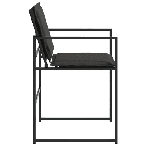 Cadeiras de jardim - Cadeiras de exterior c almofadões 4 pcs aço e textilene preto