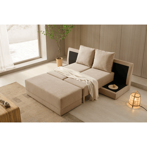 Chaise longue Signature, sofá-cama conversível bege