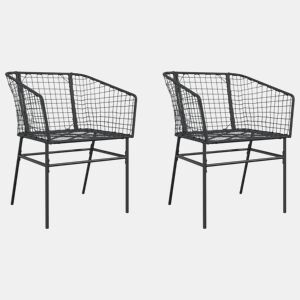 Conjunto 2 cadeiras de jardim - Cadeiras exterior vime, preto
