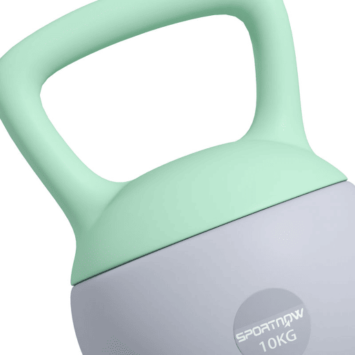 SPORTNOW Kettlebell de 10 kg Pesa Russa Preenchida de Areia Metálica e Alça Antiderrapante para Treino de Musculação em Casa Ginásio Ø21x30 cm Cinzento