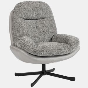 HOMCOM Poltrona Giratória Moderna Poltrona de Sala com Base Cruzada Estofada em Chenille e Couro PU Assento Largo Duplo Pernas de Aço e Apoios de Braço Poltrona Relax para Sala de Estar Quarto 78x95x99 cm Cinza