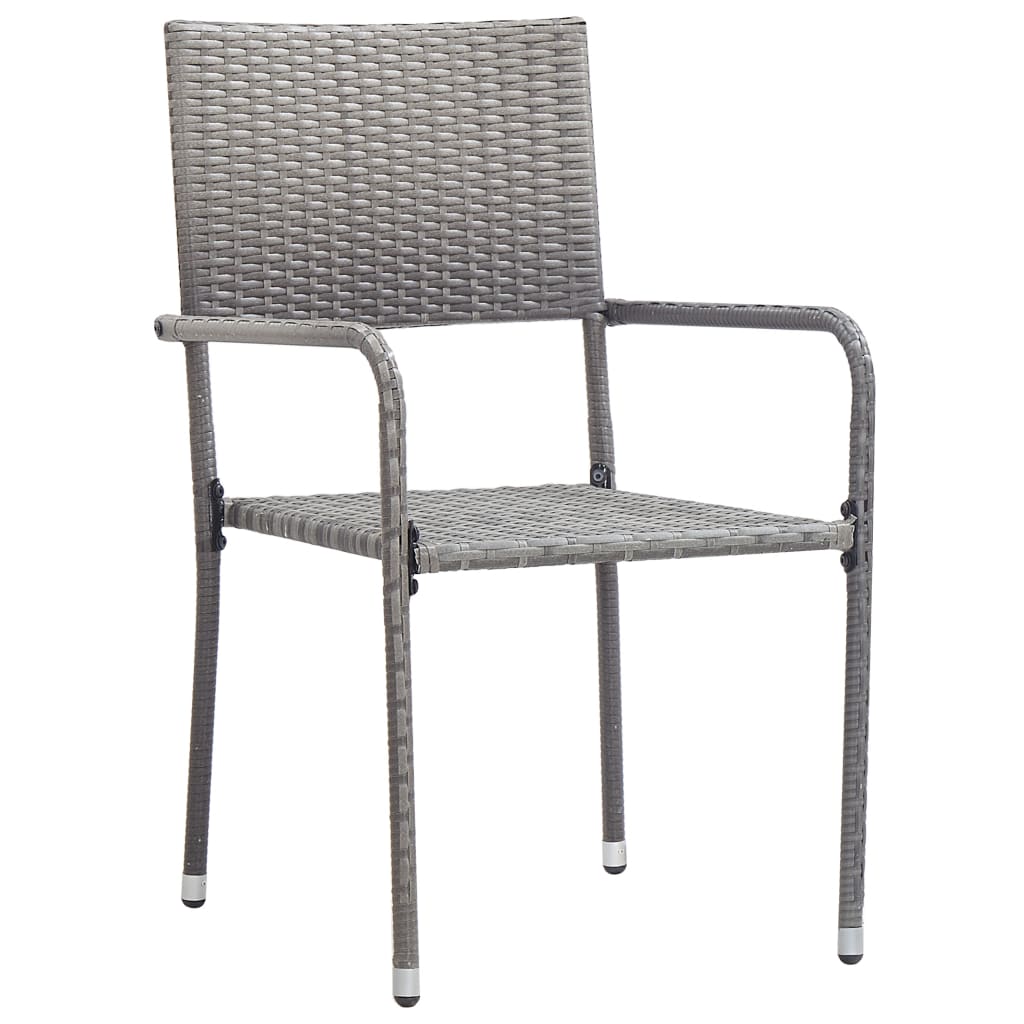 Juego de 2 sillas comedor de jardín apilables - silla de exterior ratán sintético gris