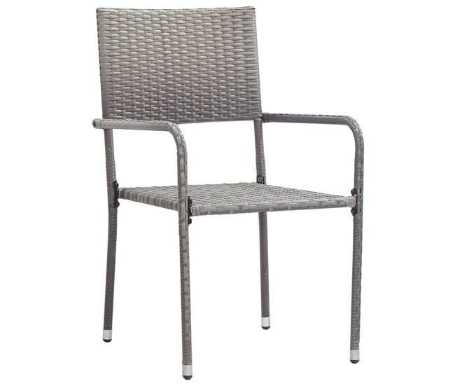 Juego de 2 sillas comedor de jardín apilables - silla de exterior ratán sintético gris