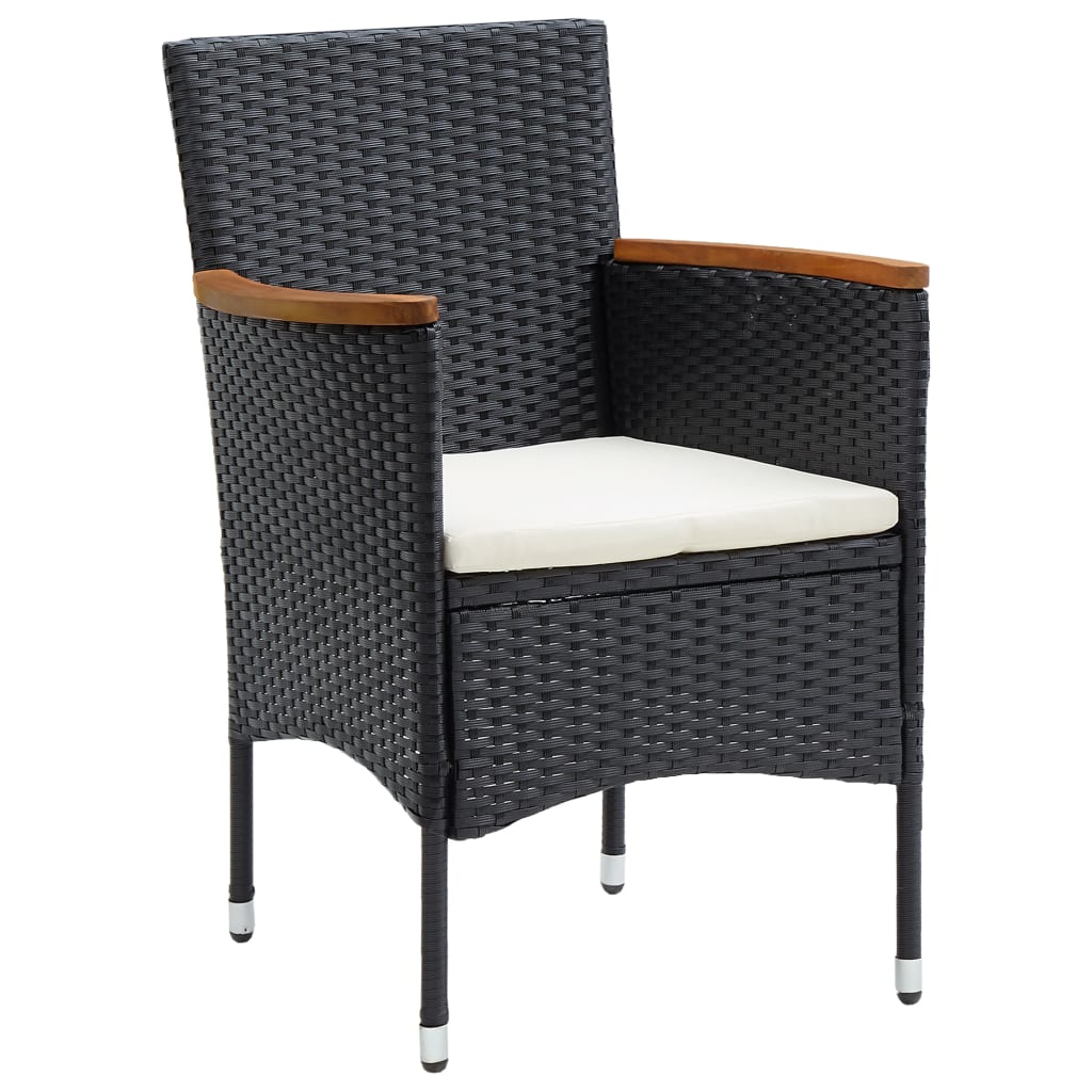 Juego de 4 sillas de comedor para jardín - silla de exterior ratán sintético negro