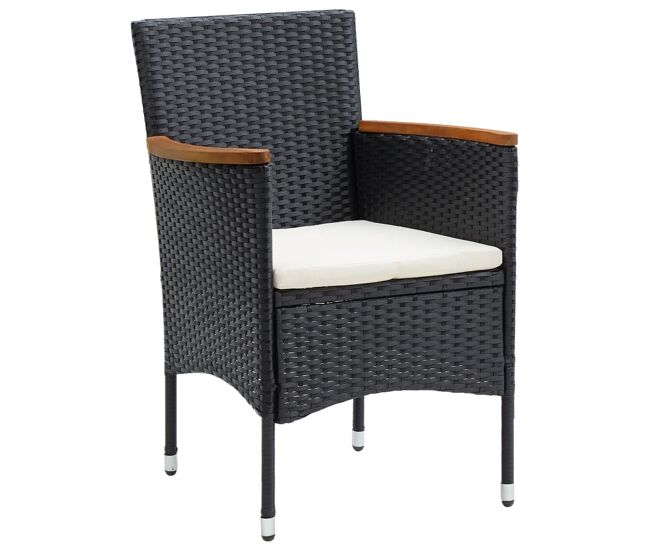 Juego de 4 sillas de comedor para jardín - silla de exterior ratán sintético negro