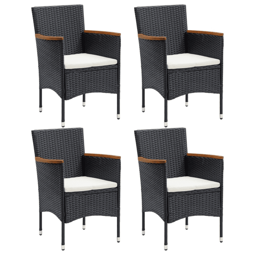 Cadeiras de jantar para jardim - Cadeiras de exterior 4 pcs vime PE preto