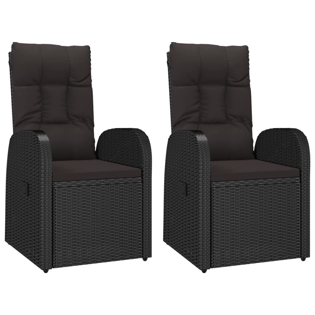 2 uds Sillas de jardín reclinables - Sillas de exterior Negro
