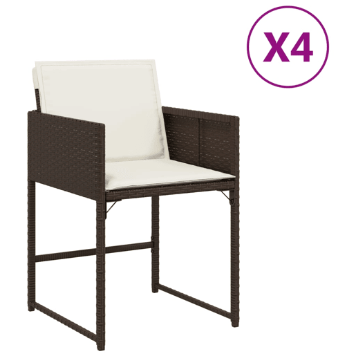 Cadeiras de jardim - Cadeiras de exterior com almofadões 4 pcs vime PE castanho