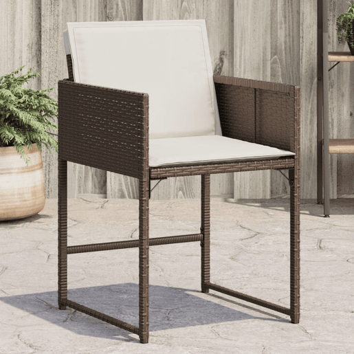 Cadeiras de jardim - Cadeiras de exterior com almofadões 4 pcs vime PE castanho