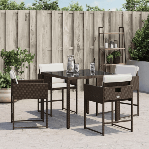 Cadeiras de jardim - Cadeiras de exterior com almofadões 4 pcs vime PE castanho