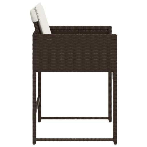 Cadeiras de jardim - Cadeiras de exterior com almofadões 4 pcs vime PE castanho