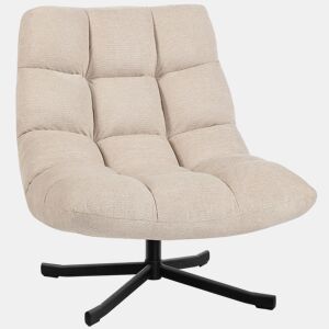 HOMCOM Cadeira Giratória Moderna, Poltrona de Sala com Encosto Rebatível, Base Cruzada, Estofada em Chenille Impermeável, Assento Extra Largo e Pés de Aço, para Sala de Estar ou Quarto, Creme