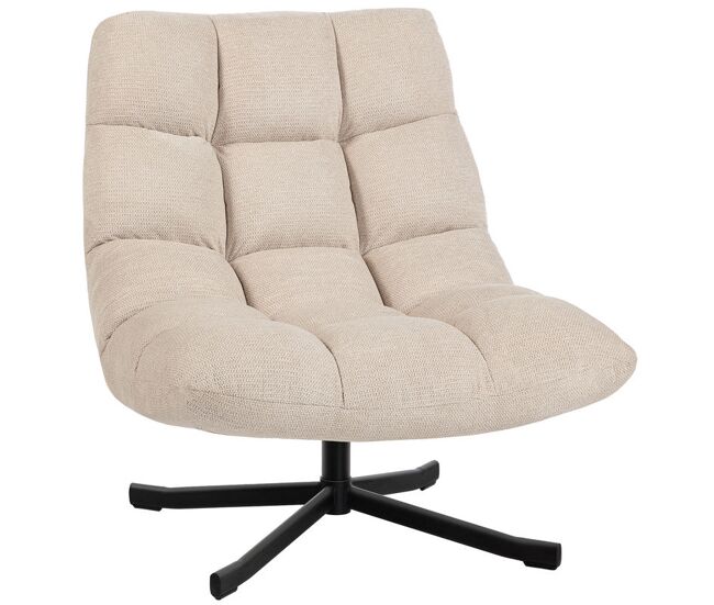 Homcom sillón giratorio moderno, butaca de salón con respaldo plegable, base de cruz, tapizado en chenilla impermeable, asiento extra ancho y patas de acero, para sala de estar, dormitorio, crema