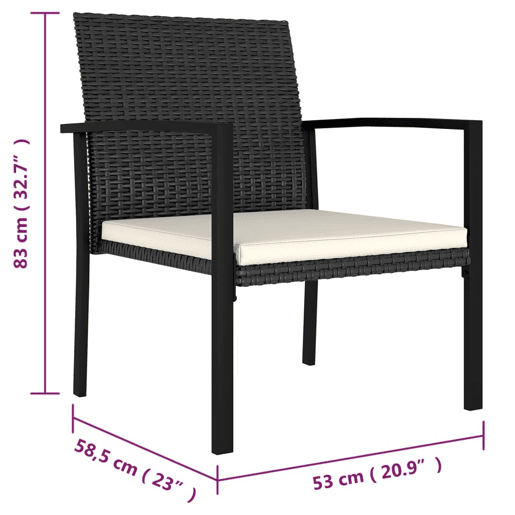 Cadeiras de jantar para jardim - Cadeiras de exterior 4 pcs vime PE preto