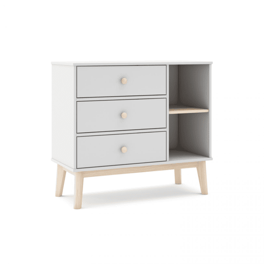 Cómoda Misty Breeze Youth Blanco mate - Oak 90 x 81 x 40 cm