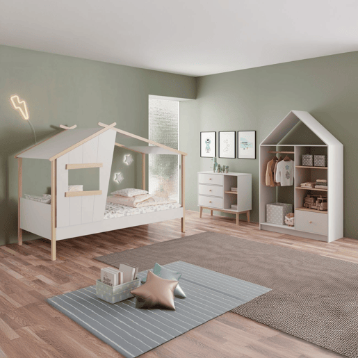 Cómoda Misty Breeze Youth Blanco mate - Oak 90 x 81 x 40 cm