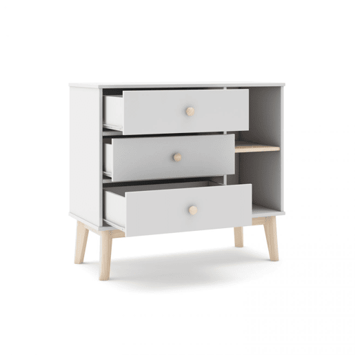 Cómoda Misty Breeze Youth Blanco mate - Oak 90 x 81 x 40 cm