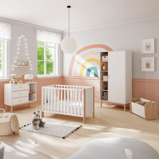 Cómoda Misty Breeze Youth Blanco mate - Oak 90 x 81 x 40 cm