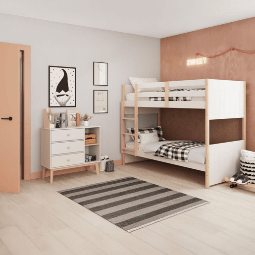 Cómoda Misty Breeze Youth Blanco mate - Oak 90 x 81 x 40 cm