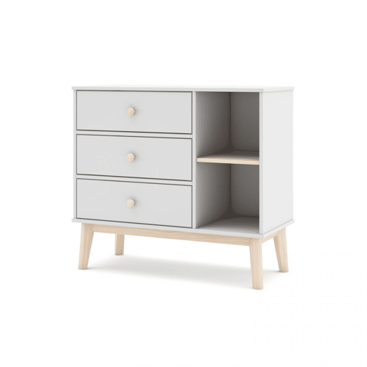 Cómoda Misty Breeze Youth Blanco mate - Oak 90 x 81 x 40 cm