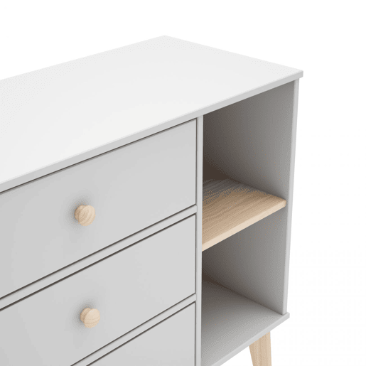 Cómoda Misty Breeze Youth Blanco mate - Oak 90 x 81 x 40 cm
