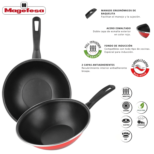 Wok 'SR' de aço esmaltado Magefesa Wok 'SR' de aço esmaltado Magefesa