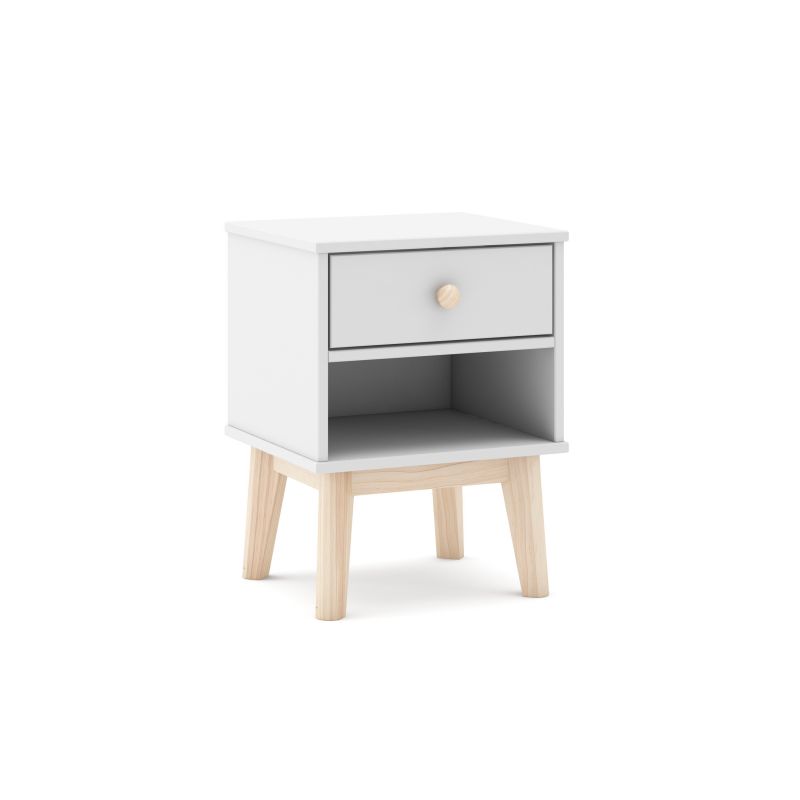 Mesita de noche juvenil misty breeze blanco - oak soft 40 x 53,1 x 35 cm