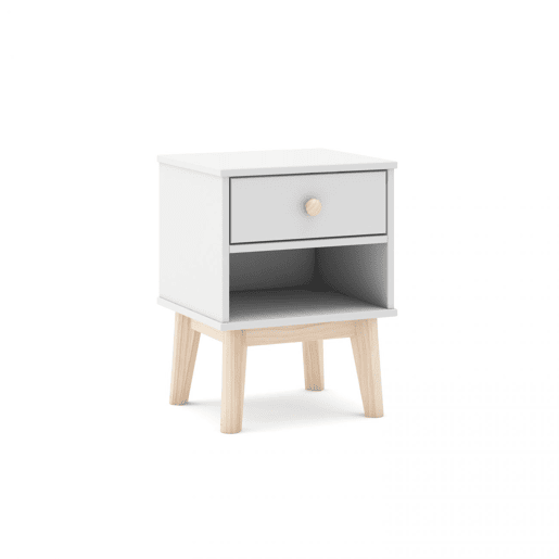 Mesa de cabeceira para jovens Misty Breeze Blanco mate - Oak 40 x 53,1 x 35 cm