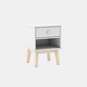 Mesa de cabeceira para jovens Misty Breeze Blanco mate - Oak 40 x 53,1 x 35 cm