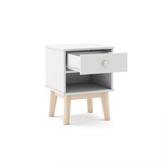 Mesa de cabeceira para jovens Misty Breeze Blanco mate - Oak 40 x 53,1 x 35 cm