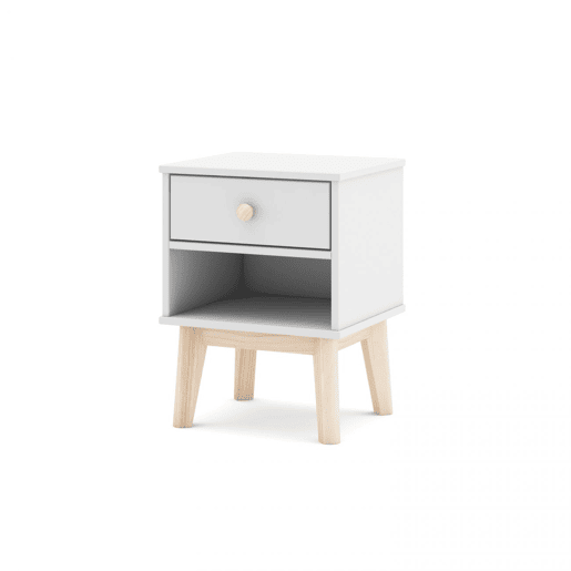 Mesa de cabeceira para jovens Misty Breeze Blanco mate - Oak 40 x 53,1 x 35 cm