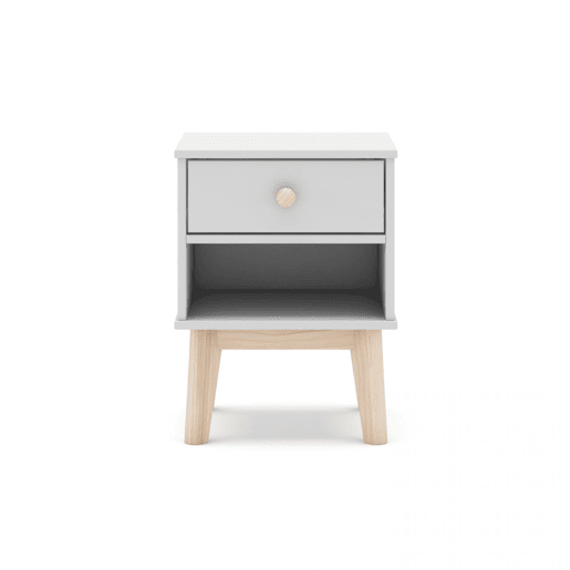 Mesa de cabeceira para jovens Misty Breeze Blanco mate - Oak 40 x 53,1 x 35 cm