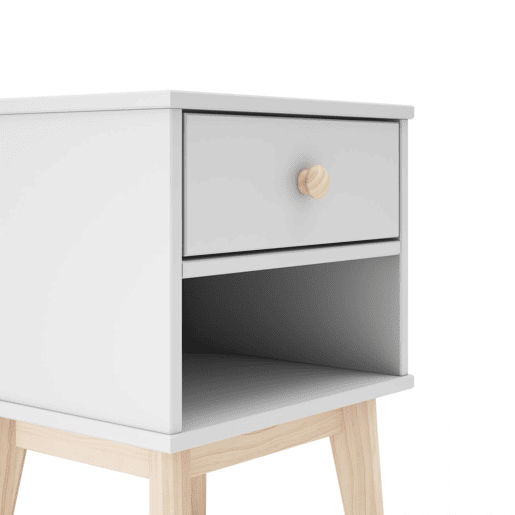 Mesa de cabeceira para jovens Misty Breeze Blanco mate - Oak 40 x 53,1 x 35 cm
